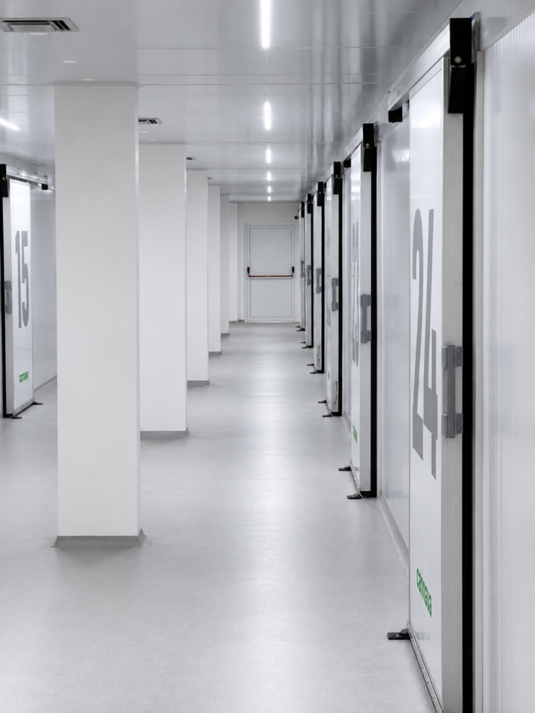 Corredor operativo de las camaras de secado de cannabis.