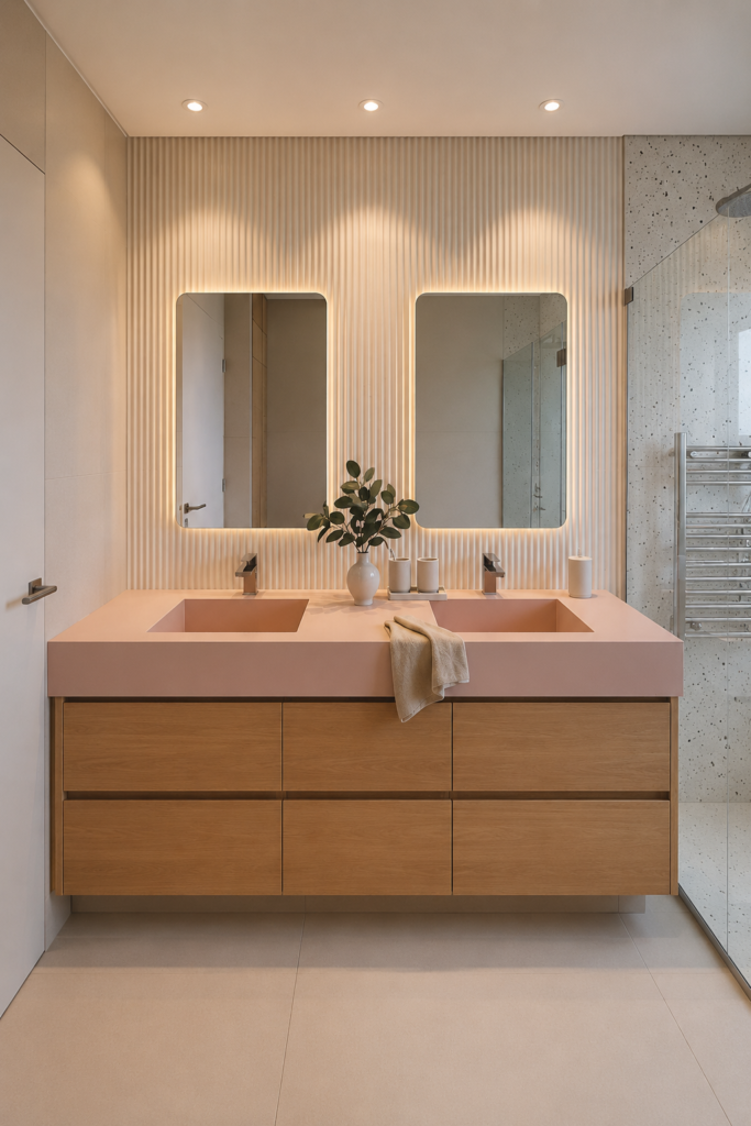 Baño Rosa en Casa El Capricho. Diseño interior Arq. Elena Leguía