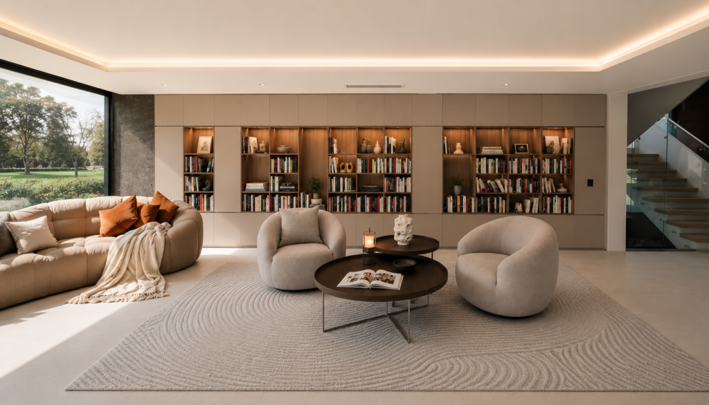 Living principal Casa el Capricho. Diseño interior Arq. Elena Leguía
