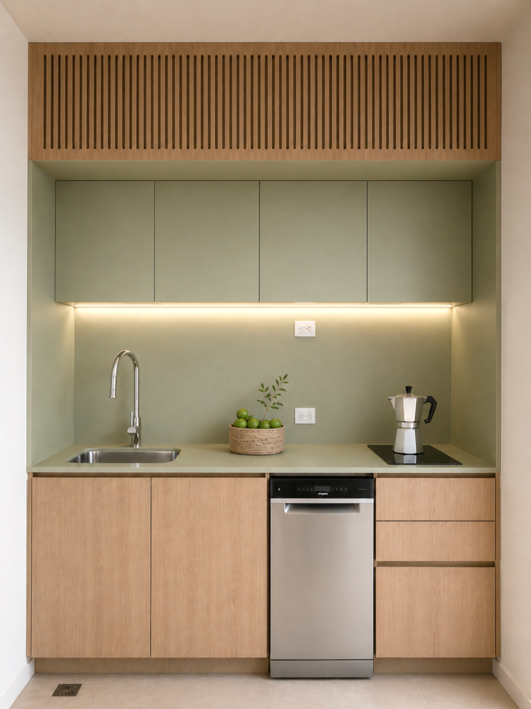 Cocina de casa de huespedes casa El Capricho, Club Privado El Ombú. Proyecto Leguía Yias Arquitectos